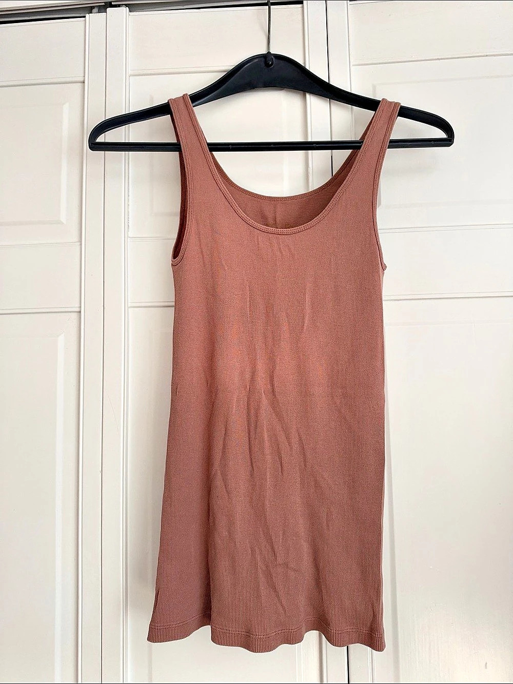 Ribbed Mini Dress in Brown Size Medium
